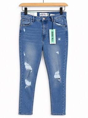 Refuge Beverly Hills 2005 Y2K NWT Distressed Mom Jeans Women's 5/26 High Rise